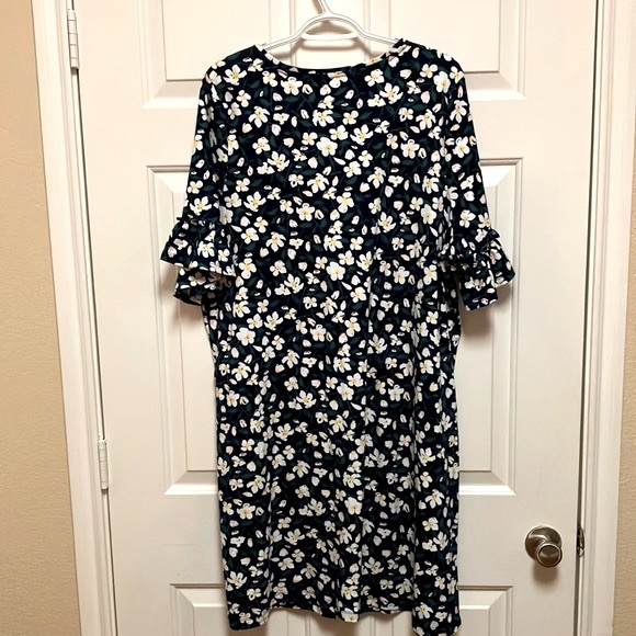 Kim Rogers Floral Print Cotton Dress with Elbow Length Flounce Sleeve Size XXL - Picture 2 of 4